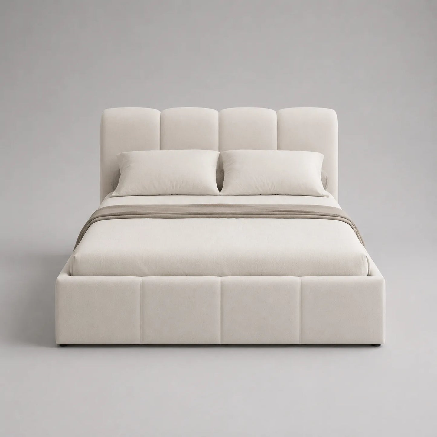 Stoffbett mit Stauraum 160x200 cm Velours Creme