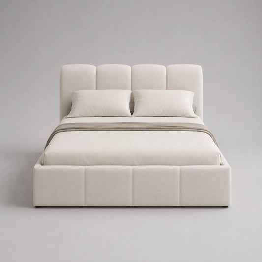 Stoffbett mit Stauraum 160x200 cm Velours Creme