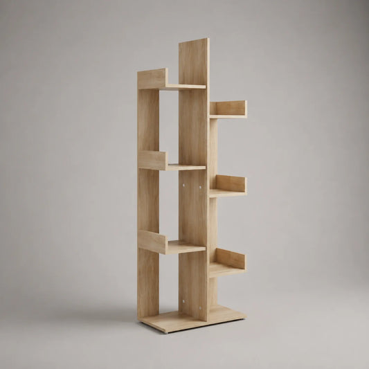 Holz Bücherregal mit 6 Regalböden, Eichenholz, 180cm x 60cm x 30cm