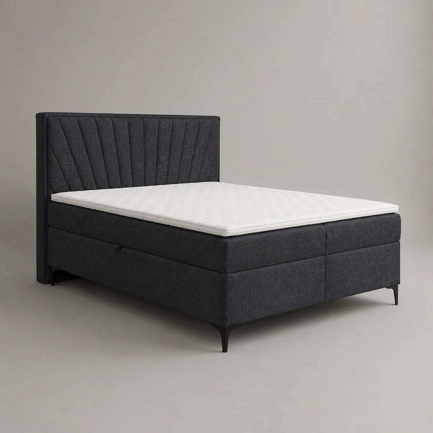 Boxspringbett 180x200 cm Dunkelgrau Leinen
