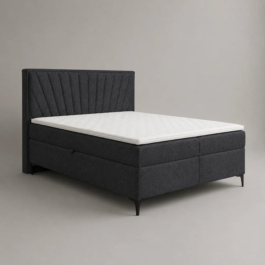 Boxspringbett 180x200 cm Dunkelgrau Leinen