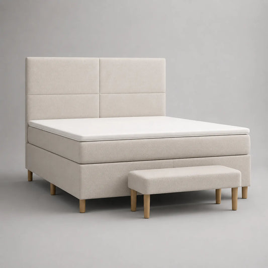 Boxspringbett Beige 180x200 cm mit Fußbank