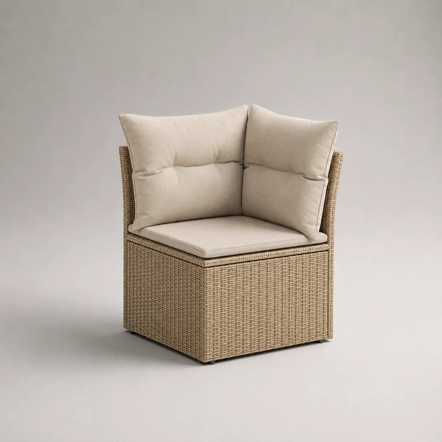 Eckmodul Gartensofa Rattan Beige mit Polyesterkissen