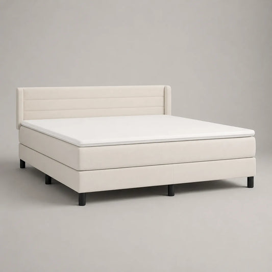 Boxspringbett 180x200 cm Polyester Stahl Creme