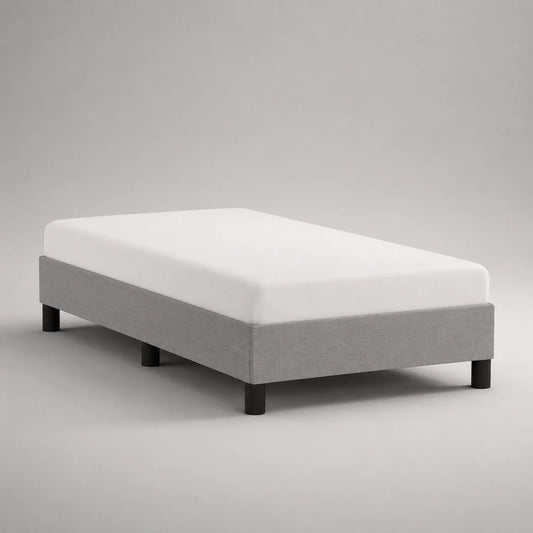 Einzelbett 90x200 cm Holz mit Leinenbezug