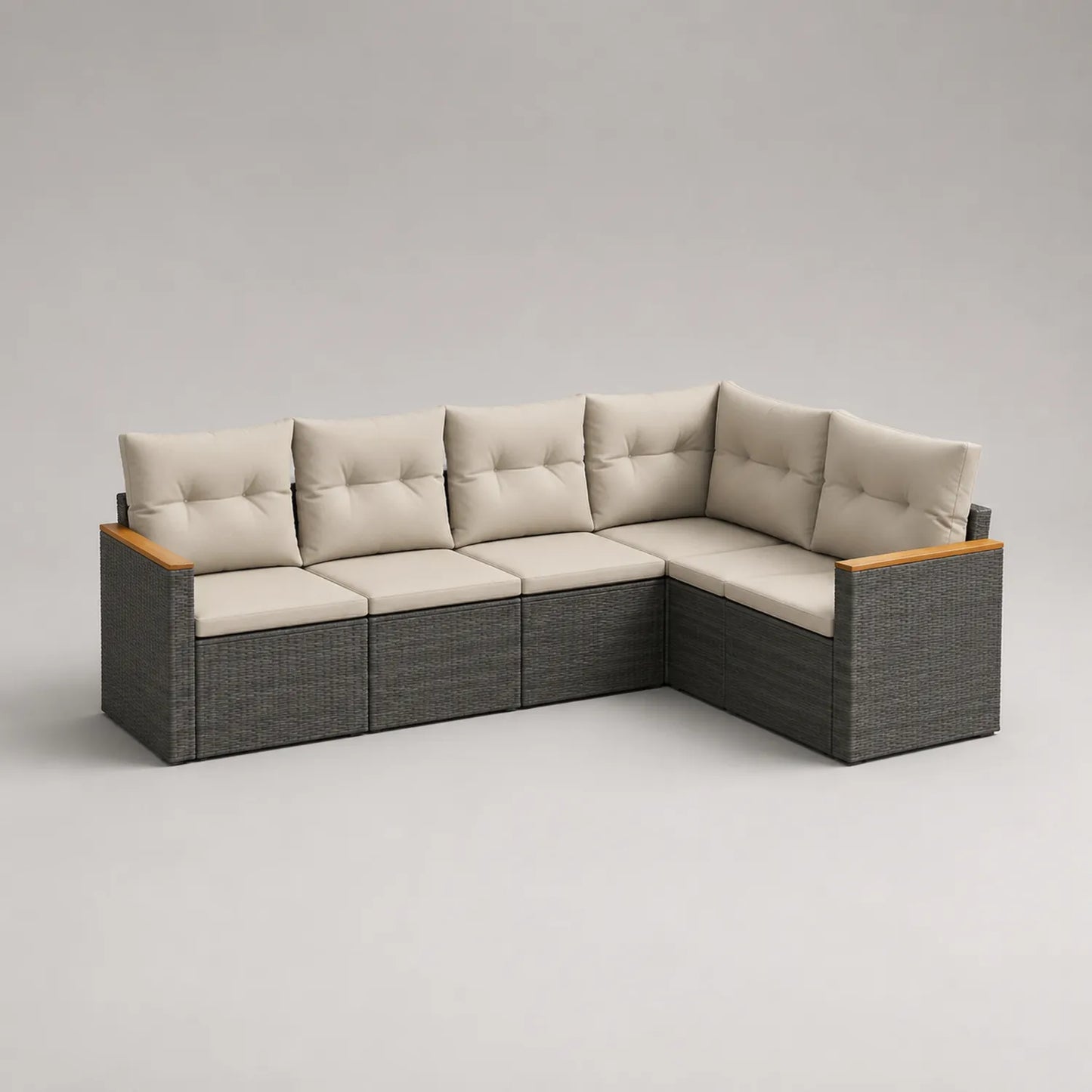 Ecksofa-Set aus Rattan mit Kissen Beige Grau