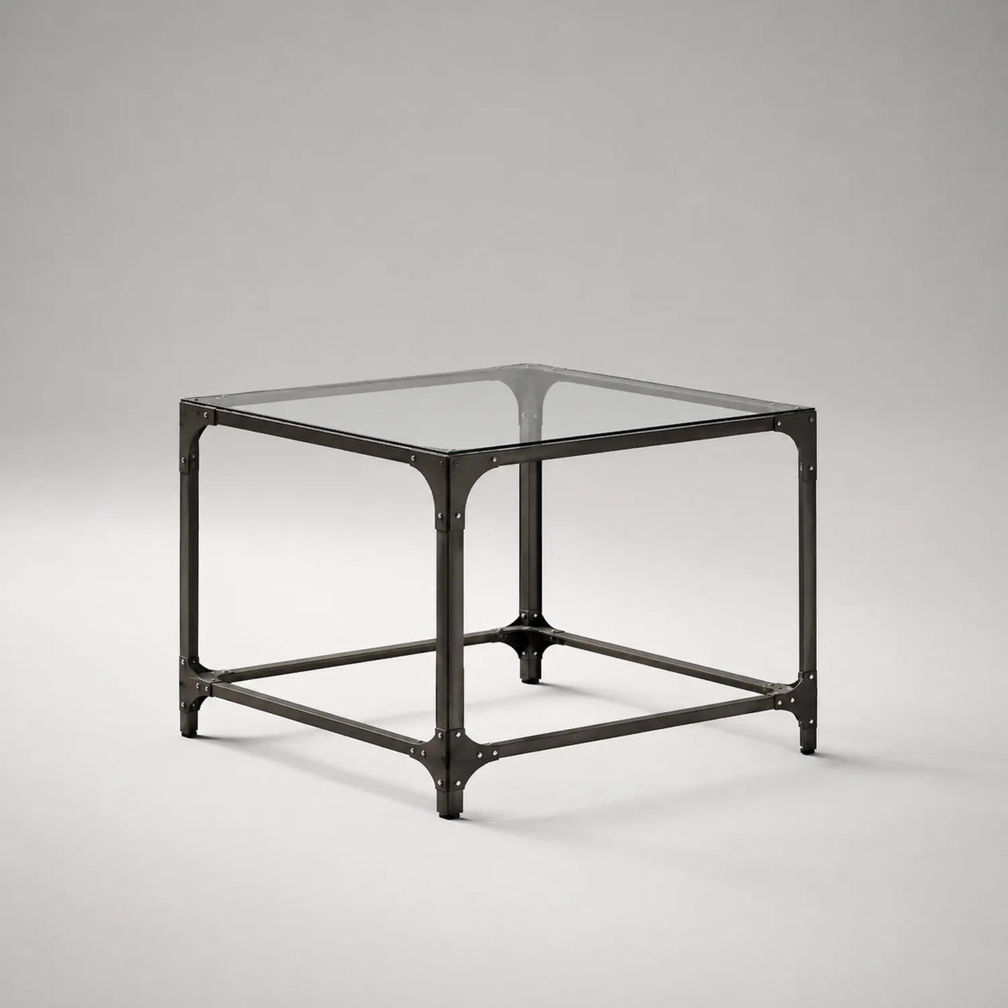 Metall Couchtisch mit gehärtetem Glas 60x60x45 cm