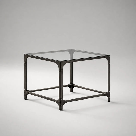Metall Couchtisch mit gehärtetem Glas 60x60x45 cm