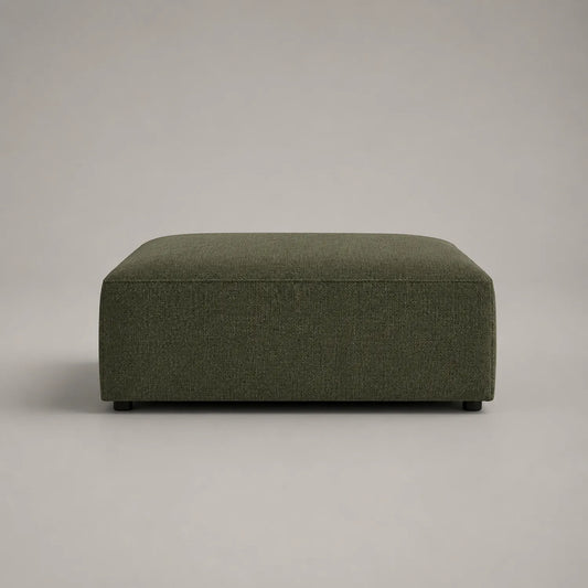 Rechteckiger Fußhocker Holzrahmen Stoff Olivgrün 90x60x30 cm