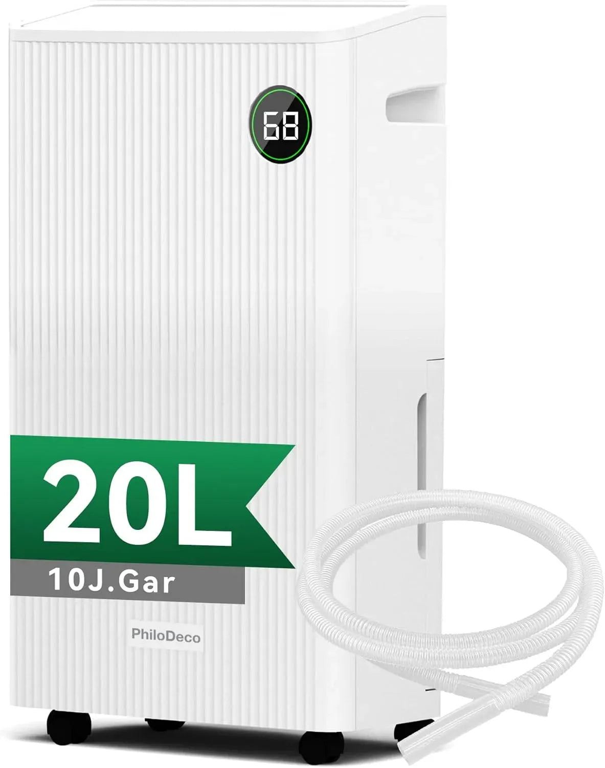 Luftentfeuchter, 20 L, 39 dB, Timer, 10 J, 1M Ablaufschlauch