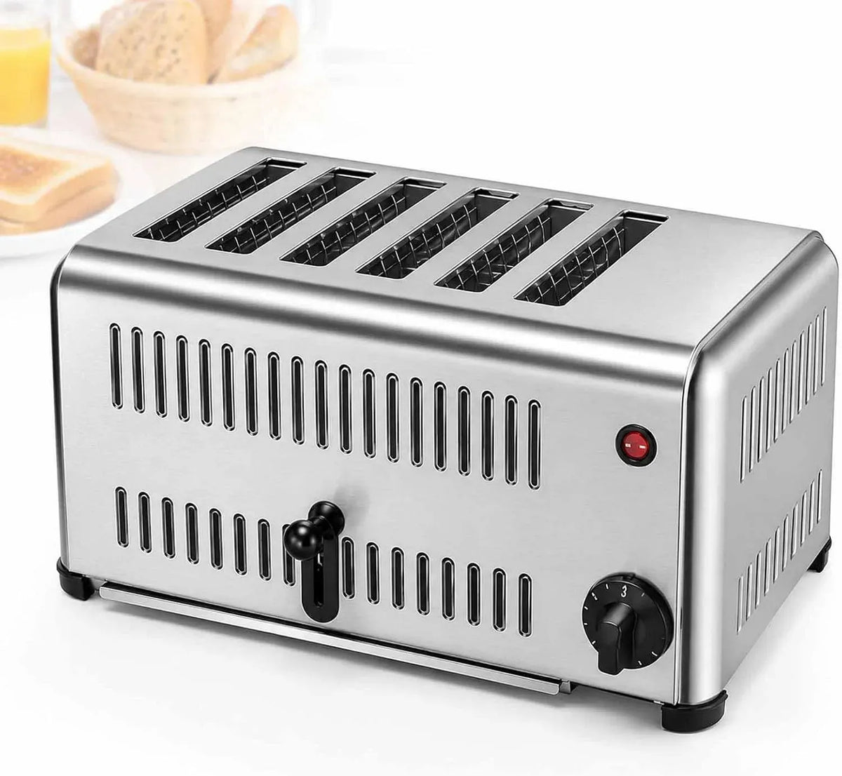 Brotbackautomat 6-scheiben-Toaster 1-5-minuten-timer, Brotbackmaschine, Restaurant, Edelstahl, 2.5 cm