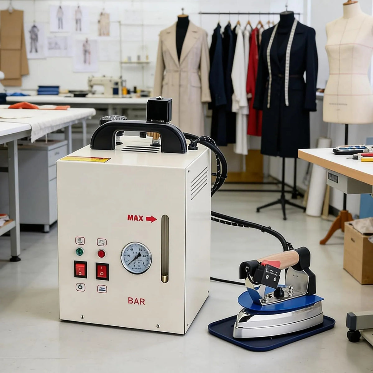 4-Liter-Wassertank Industrie-Dampfbügeleisenstation, elektrisches Bügeleisen, großer Wassertank, für Bekleidungsgeschäfte