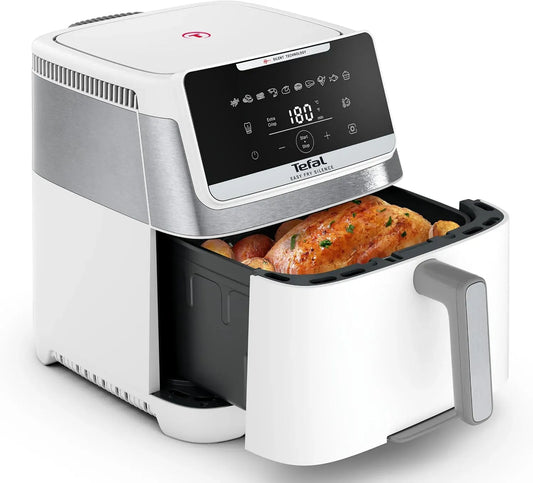 Tefal EY8421E0 Heißluftfritteuse, 7 L, leise, Weiß, 10 voreingestellte Programme, abnehmbares Frontelement, bis zu 8 Portionen, 7 L Fassungsvermögen