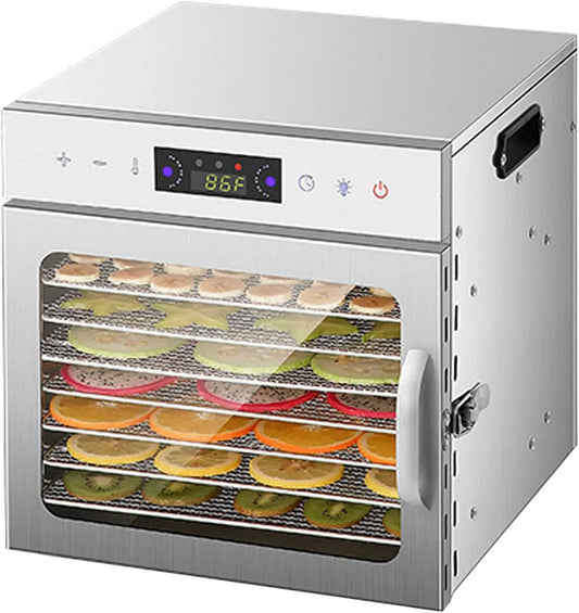 8-Tier Dörrautomat, Dörrgerät, Lebensmitteltrockner, 30 bis 90 °C, Touch-Bedienung, Timer, für Gewerbe