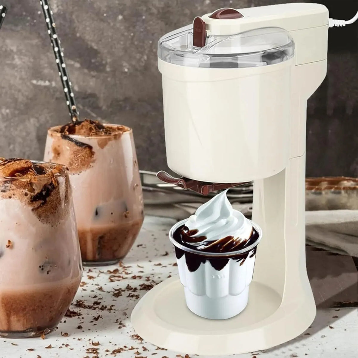 Mini-Frucht-eiswaffelmaschine, Eismaschine, Speiseeismaschine, für Zu Hause Einfache EIN-knopf-bedienung