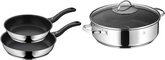 WMF 2-teilig Kochgeschirr, 28 cm, 5,0 L, Edelstahl, Cromargan Edelstahl beschichtet, Schmortopf mit Deckel 5,0l