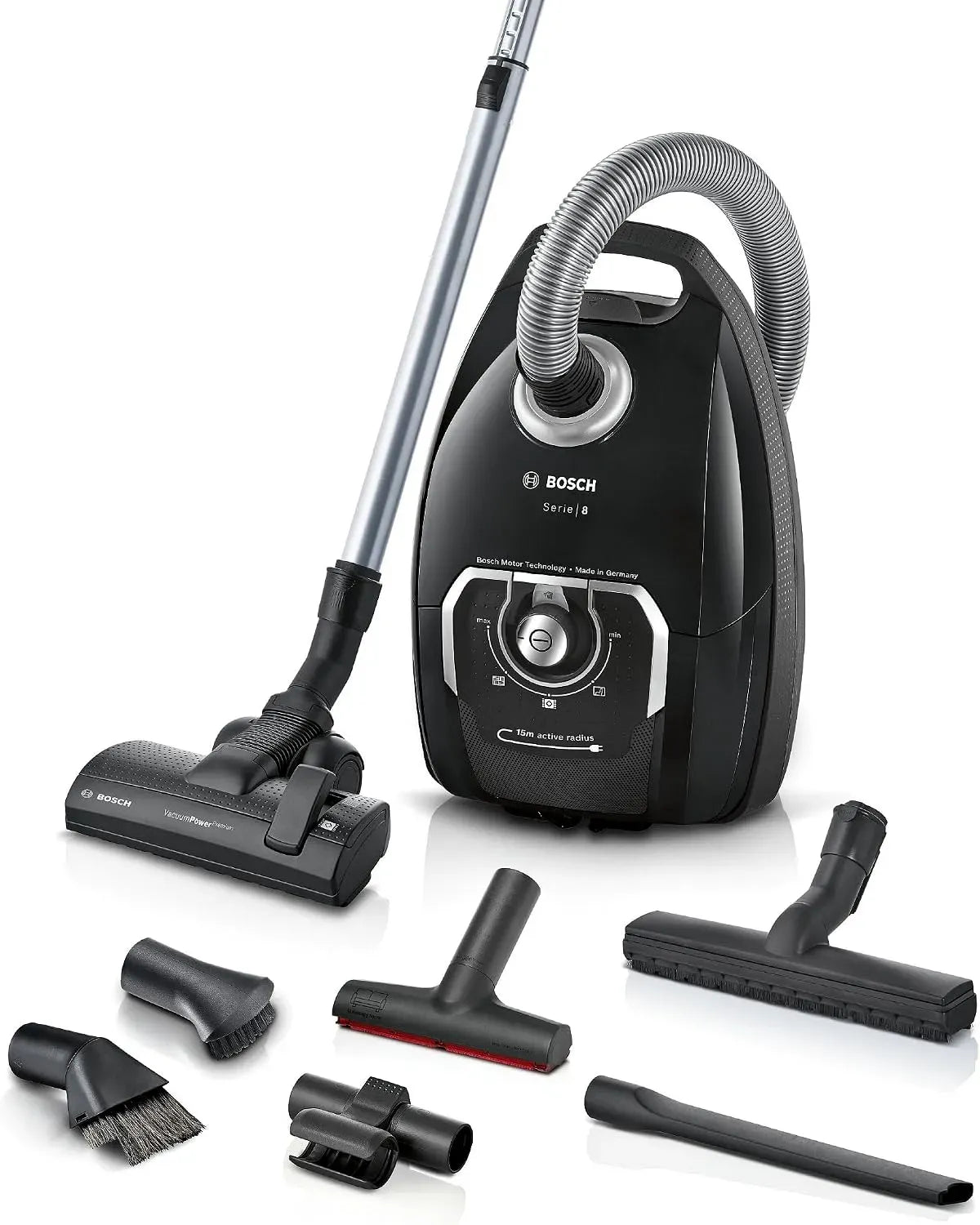 Bosch Serie 8 BGL8XALL Staubsauger, 650 W, Hygiene, Schwarz, 10 Jahre Motorgarantie, Hygiene-Filter, XXL-Polsterdüse