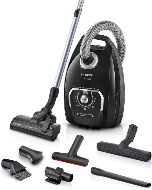 Bosch Serie 8 BGL8XALL Staubsauger, 650 W, Hygiene, Schwarz, 10 Jahre Motorgarantie, Hygiene-Filter, XXL-Polsterdüse