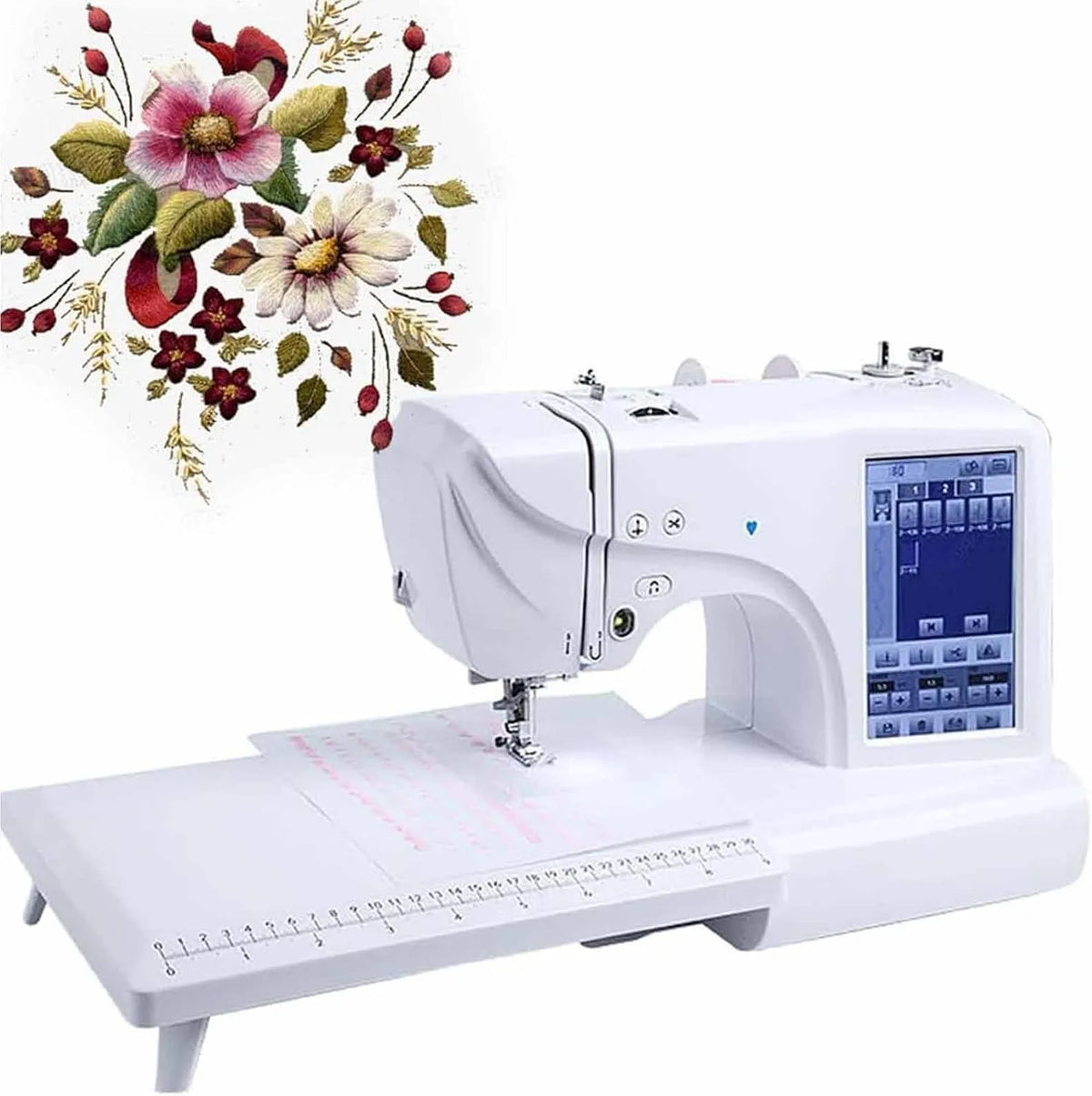 Haushaltsnähmaschine, Sticknähmaschine, Stickmaschine, elektrische Nähmaschine, Stickautomat, tragbar, Touch-Bedienung, LCD-Display
