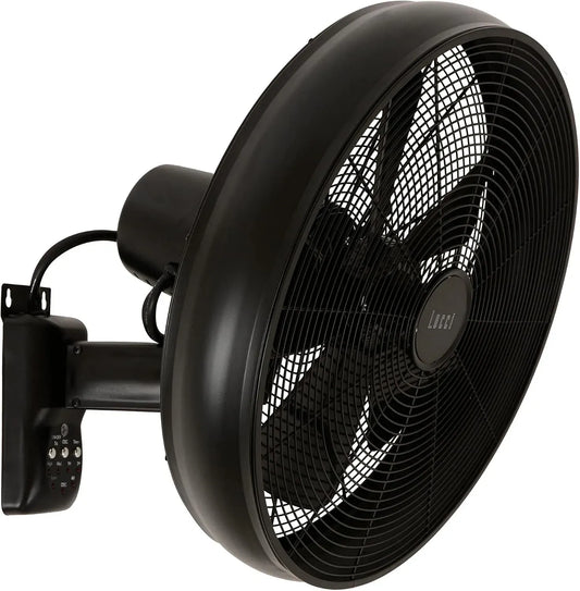 Ventilator, LUCCI AIR, Schwarz, Ventilator zur Luftzirkulation, Breeze Wandventilator mit Fernbedienung
