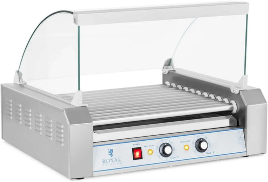 Hot Dog Maker, Grill, 20 W, 1850 W, Transportrollen, Gastronomie, Edelstahl, Wärmefunktion, Silber, für 20 Würstchen