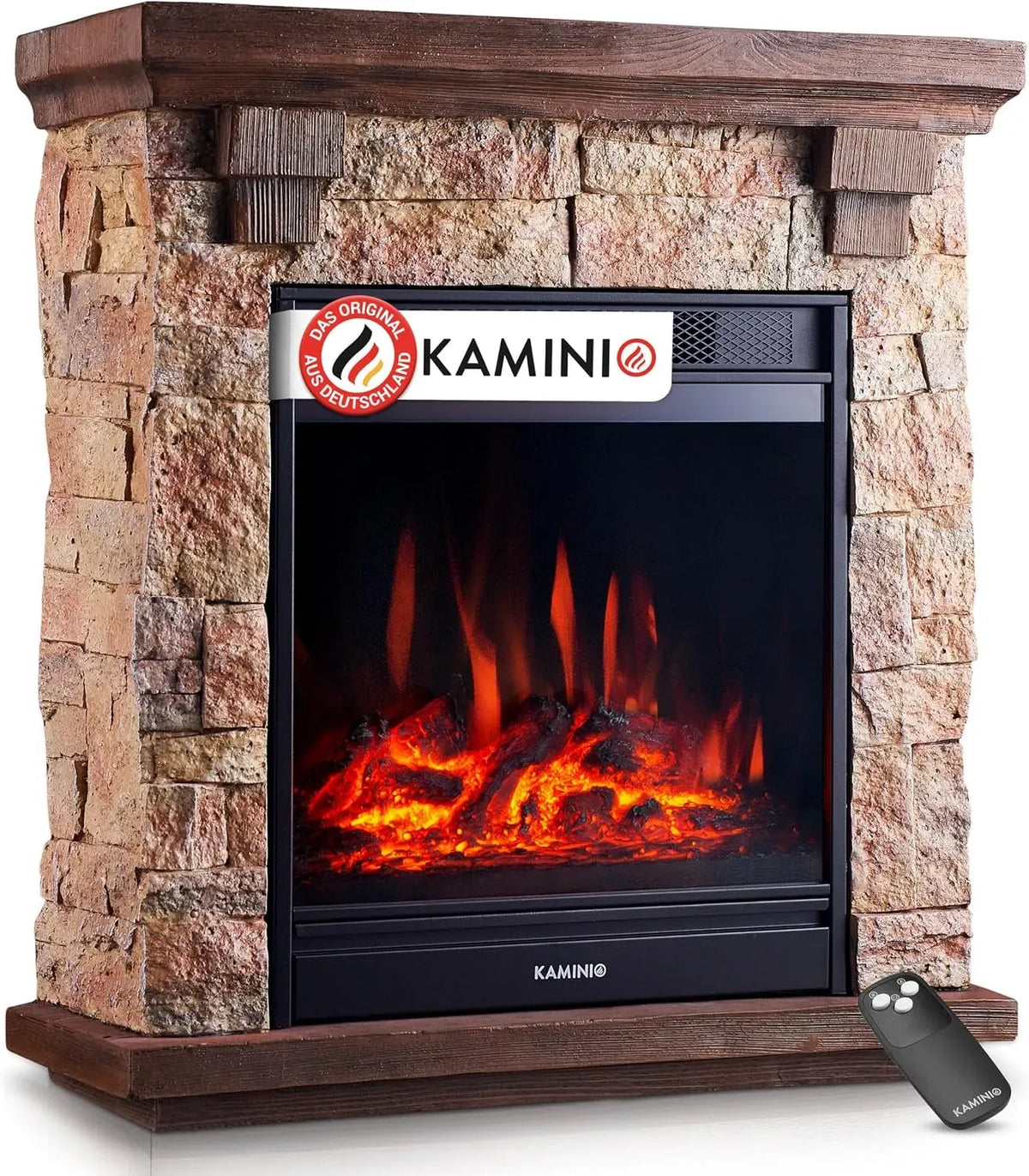 3D-Flammeneffekt Elektrokamin, Standkamin, Heizung, elektrischer Kamin, 3D-Optik, Wärmefunktion, KAMINIO
