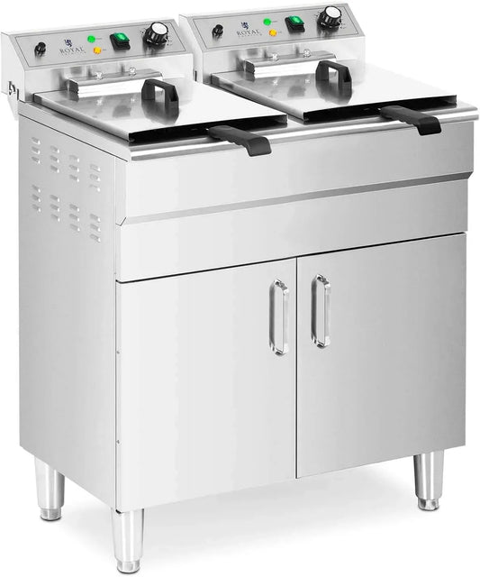 W 400 Doppel-Elektro-Fritteuse, Gastro-Fritteuse, Unterschrank, 16 L, 000 W, 400 V, 10 l, Gastronomie