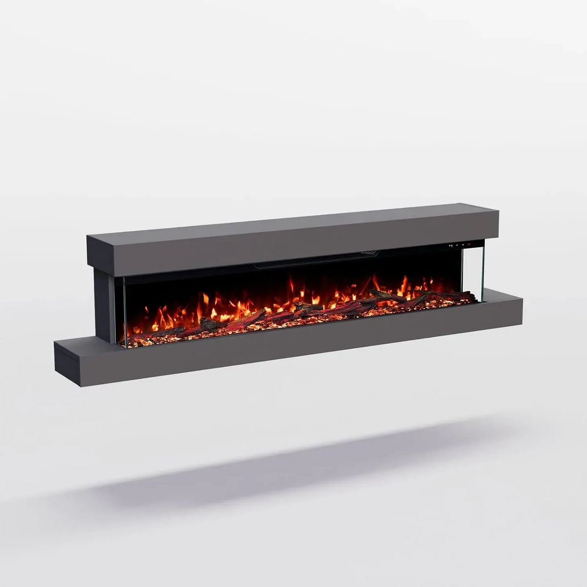 Elektrokamin, Heizung, elektrischer Kamin, 157x39x52 cm, 1800 W, Timer, App, 3D-Optik, Wärmefunktion, Grau