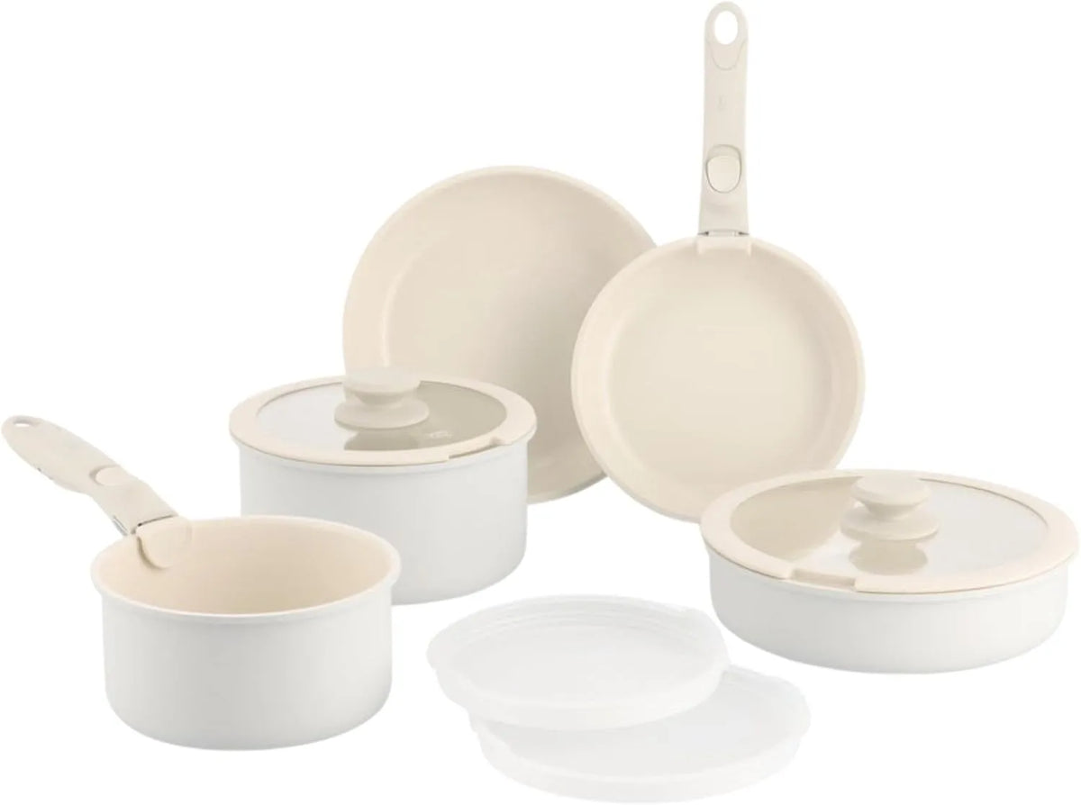 Geschirrspüler, Spülmaschine, GreenChef 11-teiliges, Antihaftbeschichtung, Clickpan Kochgeschirr-Set mit abnehmbaren Griffen, Ofenfest bis 220 °C