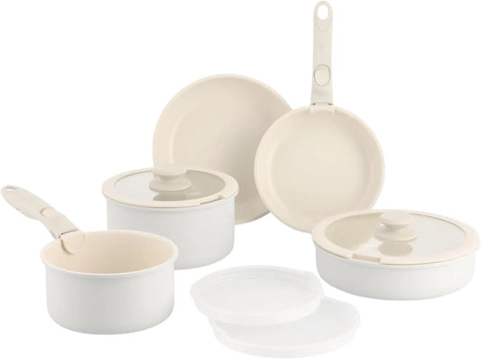 Geschirrspüler, Spülmaschine, GreenChef 11-teiliges, Antihaftbeschichtung, Clickpan Kochgeschirr-Set mit abnehmbaren Griffen, Ofenfest bis 220 °C