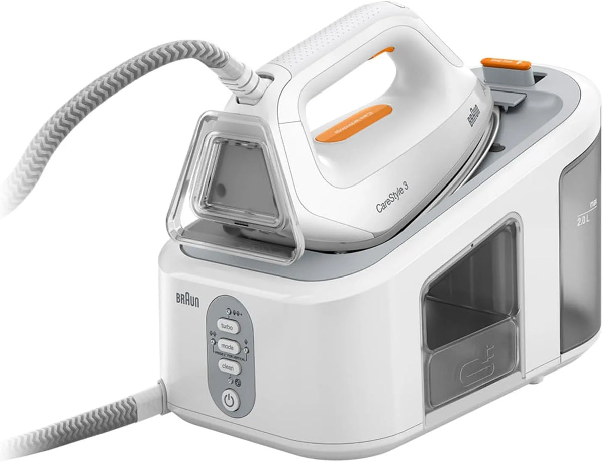 Braun IS 3132 Dampfbügelstation, 2 L, 6 bar, großer Wassertank, 3D-Optik, Weiß