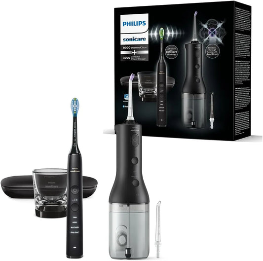Philips HX3886/43 Munddusche, Zahnbürste, Elektrozahnbürste, elektrische Zahnreinigungsdusche, IPS-Panel, kabellos, Schwarz