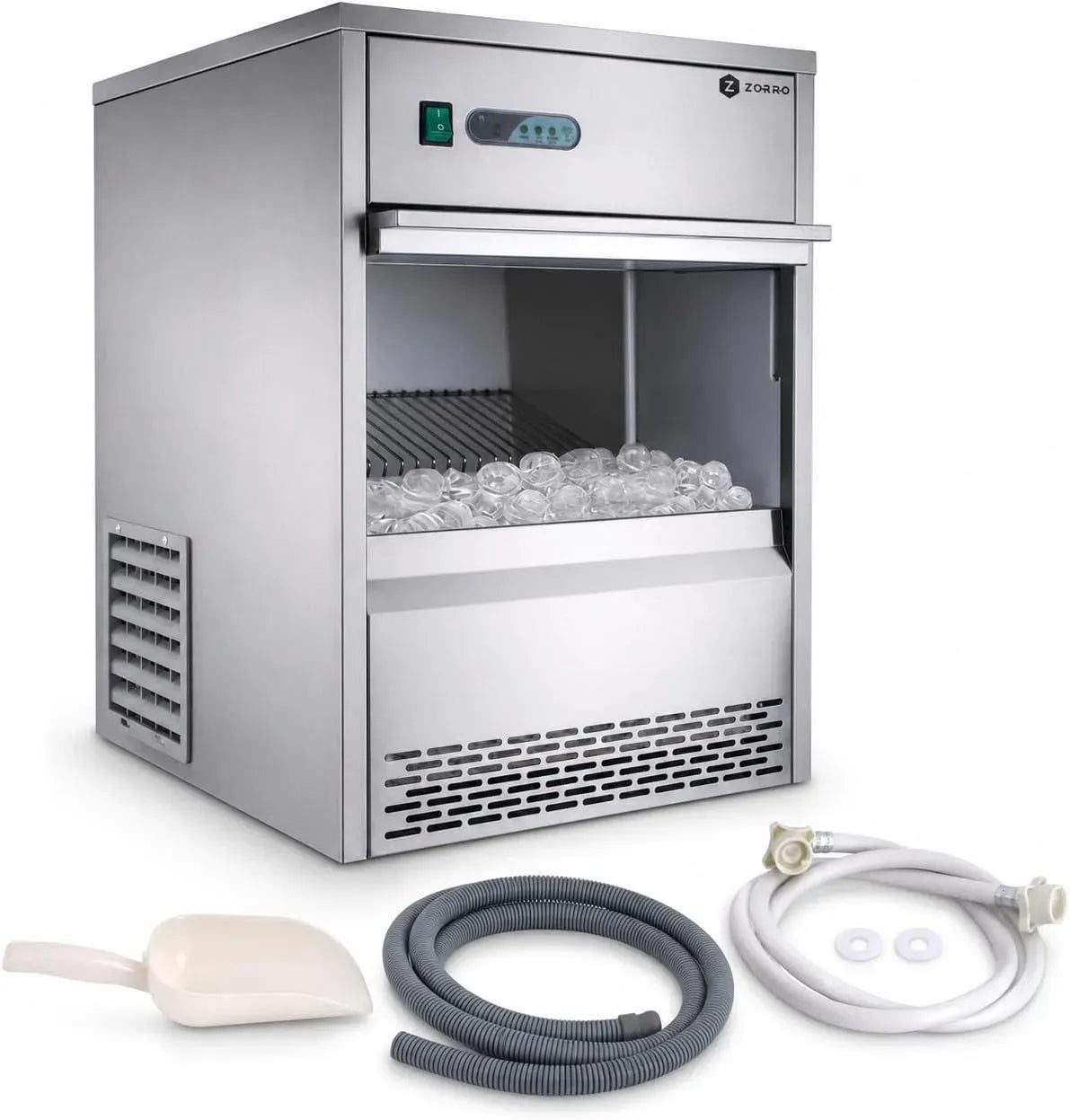 Eiswürfelmaschine ZEB 25 25kg/24h, Edelstahl, Eiswürfelbereiter ECO, ZORRO