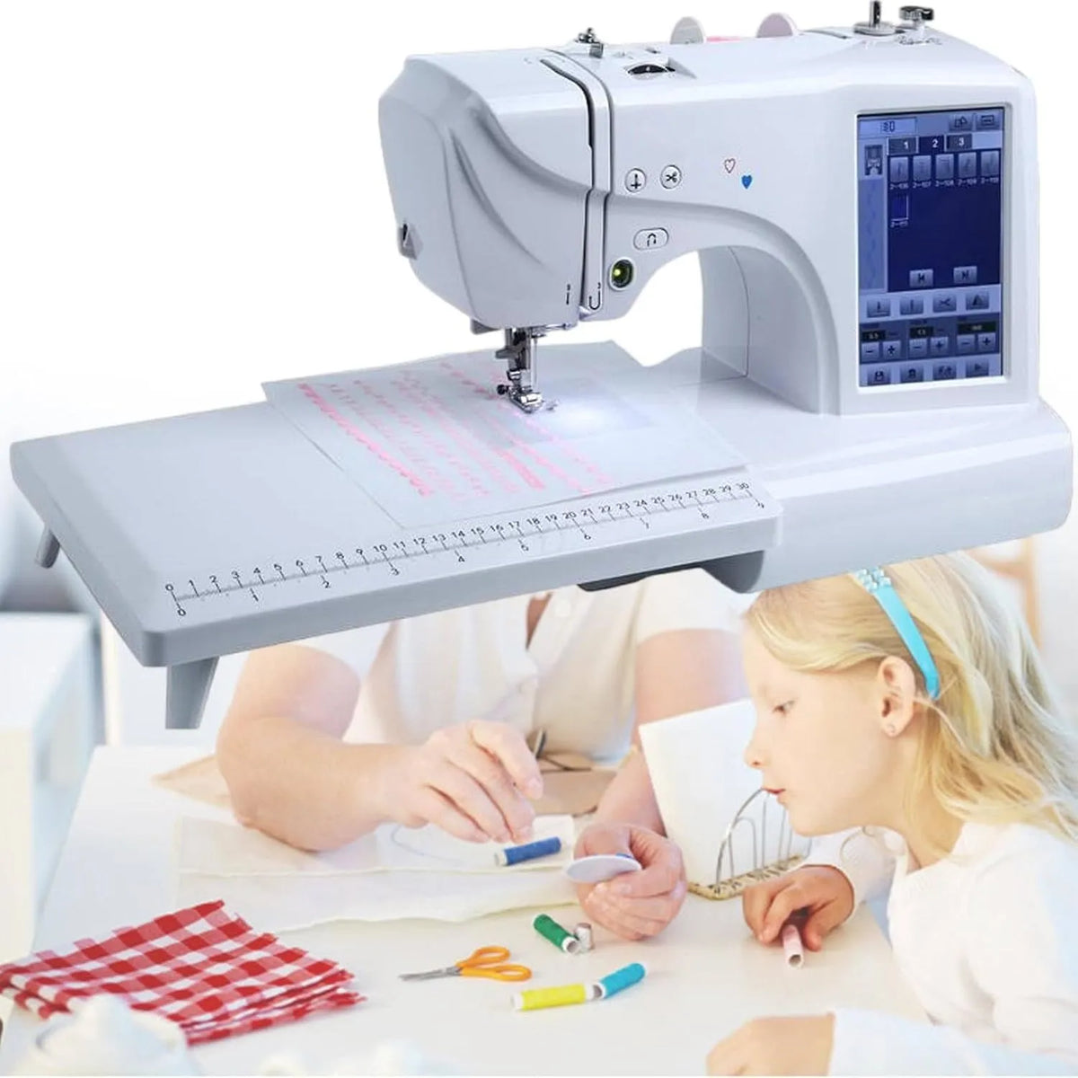 Nähstickmaschine, Stickautomat, Touch-Bedienung, LCD-Display