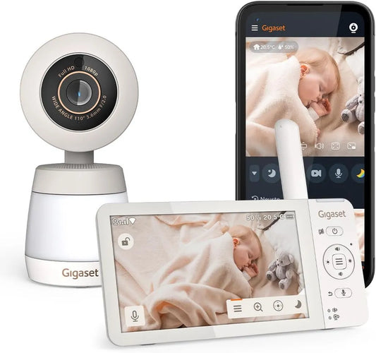 Video-Babyphone, Babyüberwachungsgerät, Touch-Bedienung, WLAN, Full HD, Wärmefunktion, kabellos, Weiß