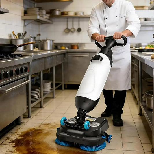 Scheuersaugmaschine, 43 cm, tragbar, Einzelhandel, kabellos, Weiß, für kleine Räume