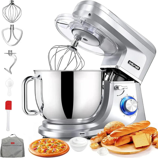 Küchenmaschine, 8 L, 2000 W, CHeflee, leise, Edelstahl, 2000W Leistungsstarke Knetmaschine