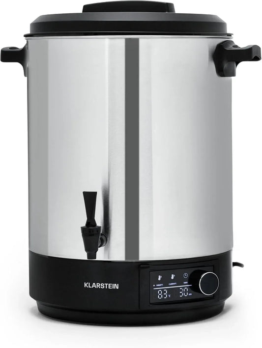 Klarstein Kochgeschirr, 40 L, 2500 W, 30 bis 100 °C, Edelstahl, 2500W Einkochautomat für Getränke & Speisen, Edelstahl-Glühweinkocher mit Zapfhahn