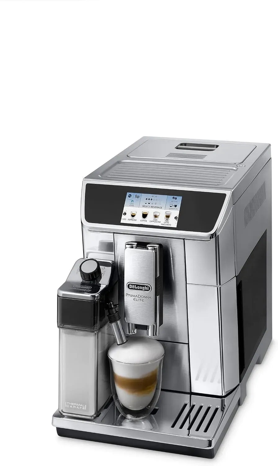 De'Longhi ECAM 656 656.75.MS Kaffeevollautomat, 2 L, 1350 W, großer Wassertank, Silber, 4,3 Zoll