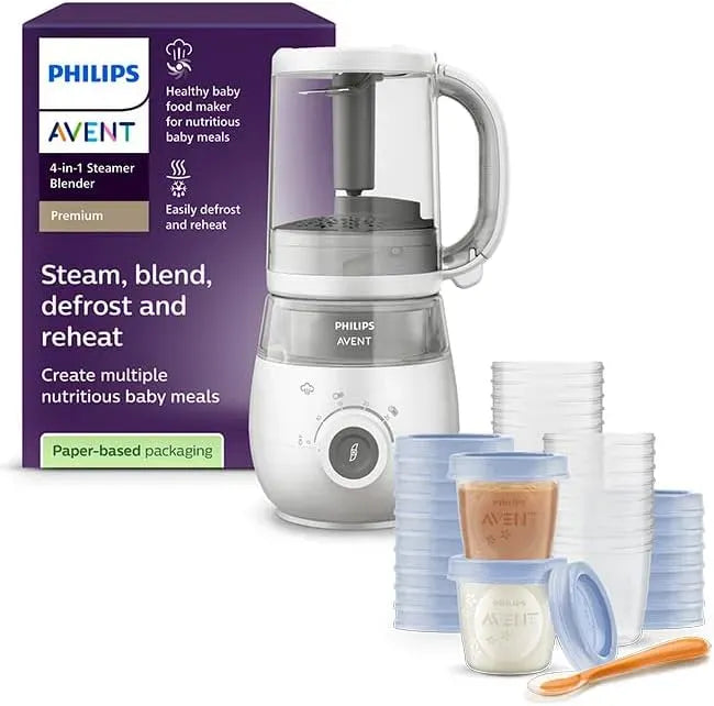 Philips 4-in-1-Babynahrungszubereiter SCF883/01 in-1-Babynahrungszubereiter, Aufbewahrungsbecher, IPS-Panel, für Babynahrung und Löffel