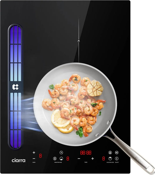 CIARRA CBBEH392B Induktionskochfeld, 39 cm, 2 Kochzonen, Induktionsplatte, Boost, Touch-Bedienung, Timer