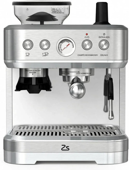 Espressomaschine, Kaffeemaschine für Espresso, Kaffeebohnenmühle, Espressomaschine mit integrierter Kaffeemühle 15 Bar
