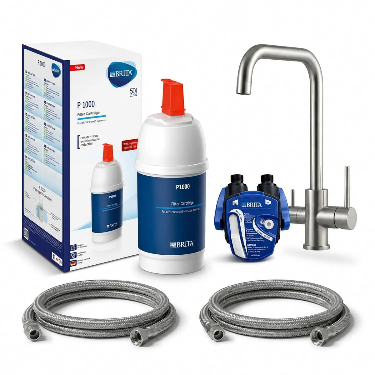 Küchenarmatur, VANTO INOX INOX 3 P1000, Edelstahl, Untertisch Wasserfilter Trinkwasserfilter mit BRITA