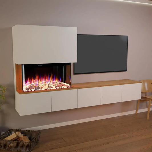 CW5 Heizung, Kamin, elektrischer Kamin, 250x139.5x42.4 cm, 1500 W, Timer, 3D-Optik, Wärmefunktion, Stand- und Wandmontage, Weiß, GLOW FIRE