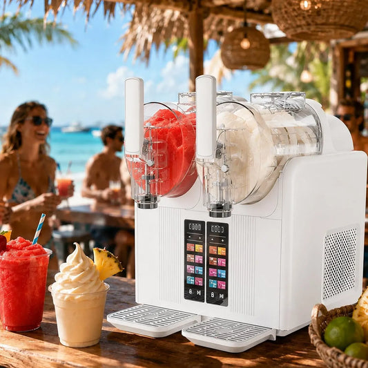 Softeismaschine, Slush-Maker, Behälter, Speiseeismaschine, Slush-Eisbereiter, Touch-Bedienung, Weiß, für Eiscreme