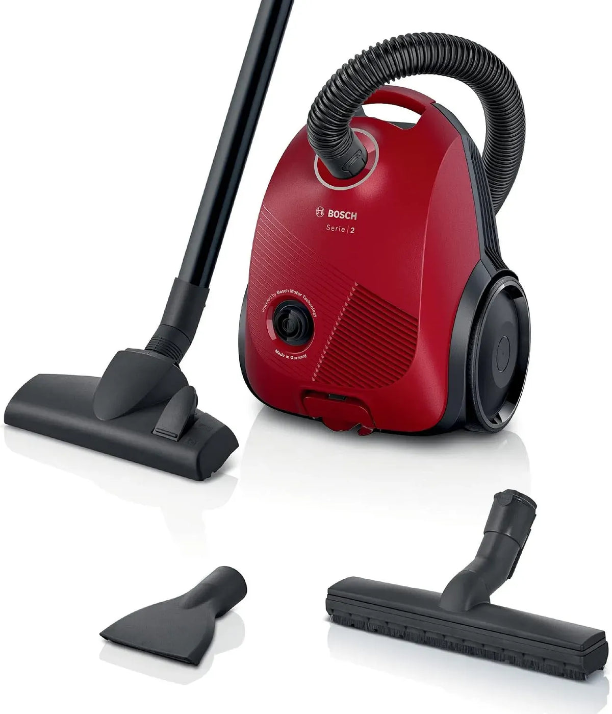 Bosch Serie 2 BGLS2LR1H Staubsauger, 600 W, Hygiene, Rot, 10 Jahre Motorgarantie, Hygiene-Filter
