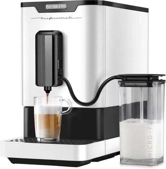 Milchaufschäumer, Milchschäumer, SENCOR, Weiß, 19 Bars Kompakt, Barista Express-Mühle, Cappuccino