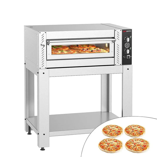 Elektrischer Pizzaofen, 30 cm, GGM, Ofen zum Backen, Elektro-Pizzaofen, Gastro Elektro-Pizzaofen für 4 Pizzen à 30 cm mit Untergestell