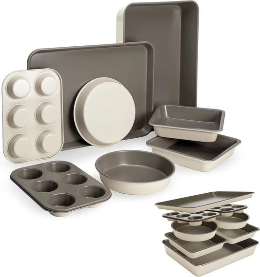 Geschirrspüler 8-teilig, Spülmaschine, Antihaftbeschichtung, Goodful All-in-One Antihaft-Backformen-Set, stapelbares und platzsparendes Design