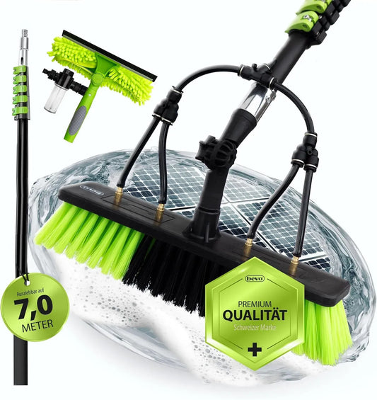 4in1 Reinigungs-Bürste, Teleskopbürste, Waschbürste, Anlage, 7,2 M, für Photovoltaik